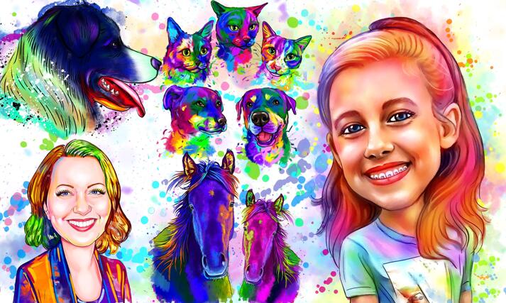 Rainbow Watercolor Portraits large example