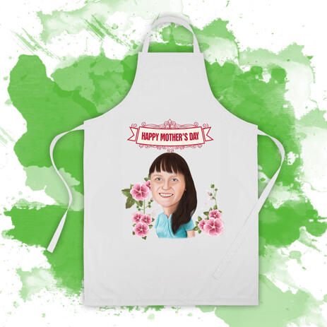Cook Apron: Woman Caricature Drawing from Photo on Mother's Day - example
