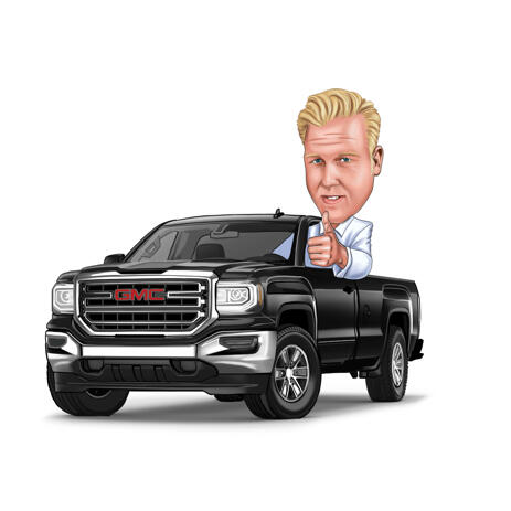 Auto Dealer Person Cartoon Caricature from Photos for Car Dealer Gift - example