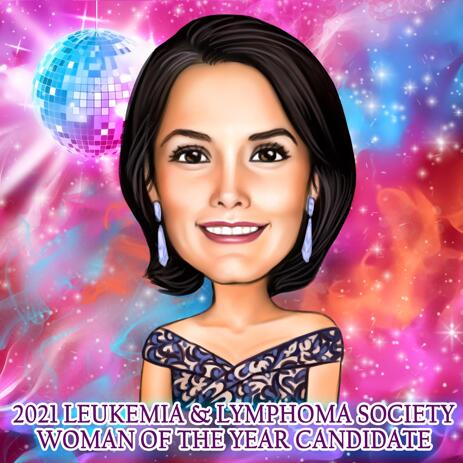 Woman of the Year - Hand Drawn Caricature from Photos for Custom Female Gift - example