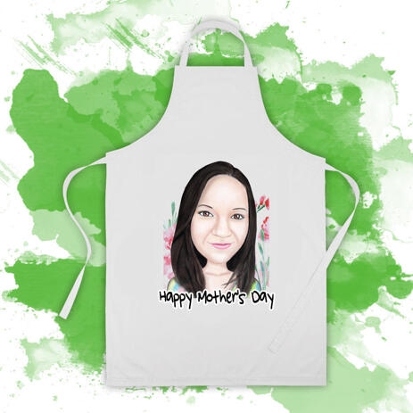 Custom Baking Apron: Personalized Cartoon Portrait of Woman - example