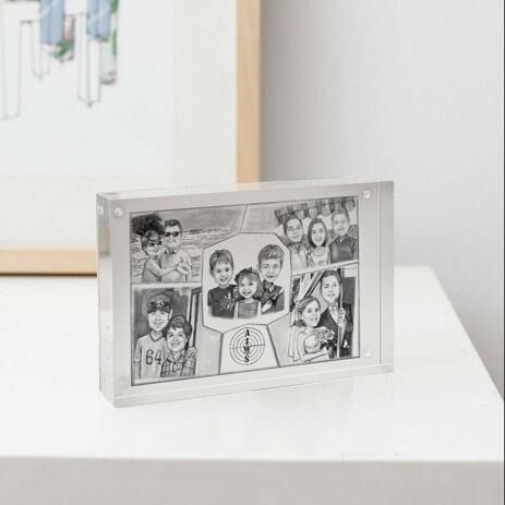 Family Collage Caricature as Photo Block - example
