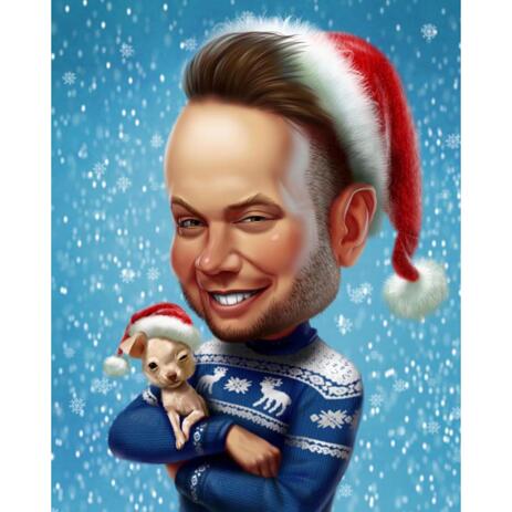 Exaggerated Owner with Pet Caricature from Photos - example