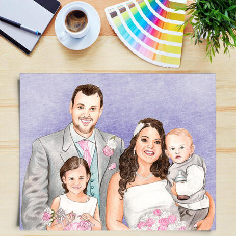 Wedding Family Portrait from Photos with Colored Background as Custom Poster Print Gift - example