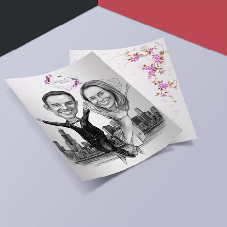 Custom Wedding Gift - Caricature Printed on Invitations - example