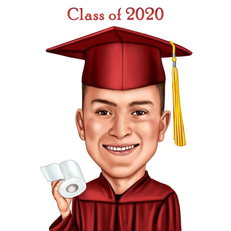 Hand-Drawn Digital Fully Personalized Color Student Caricature from Photo - example