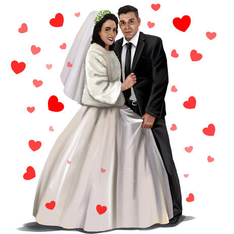 True-Hearted Couple Wedding Portrait in Colored Style from Photos - example