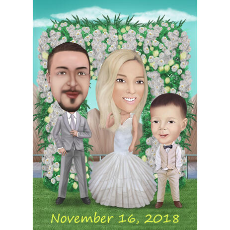 Wedding Family Caricature from Photos - example