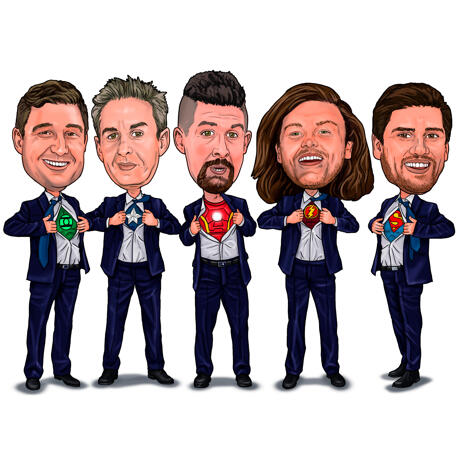Full Body Superhero Solo Boys Cartoon Caricature in Colored Style from Photo - example