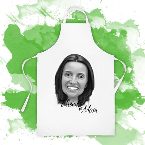 Custom Apron: Digital Cartoon Drawing Printed on Kitchen Apron - example