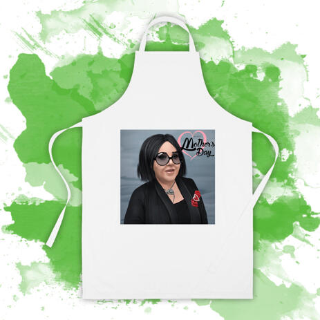 Apron with Printed Drawing: Drawing of Digital Portrait in Mother's Day Theme - example