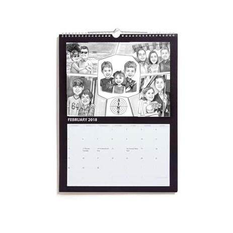 Family Collage Caricature as Calendar - example