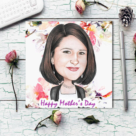 Custom Digital Drawing: Colored Cartoon of Woman Printed on Photo Paper - example