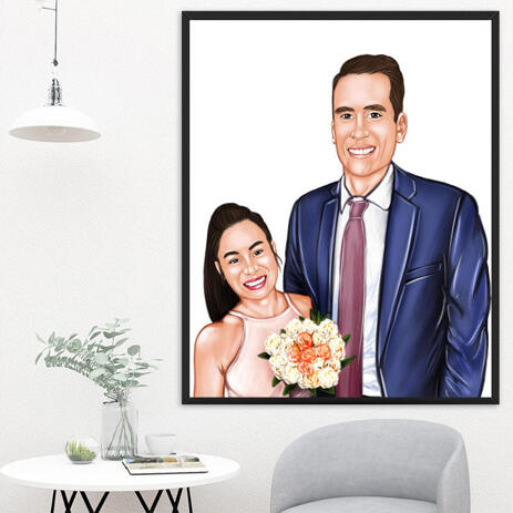 Bride and Groom Caricature as Wedding Gift on Poster - example