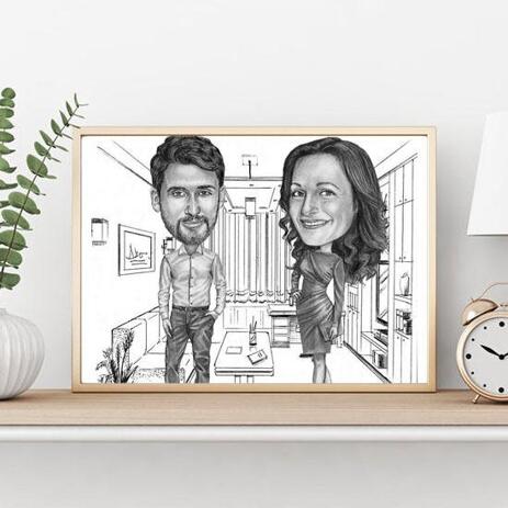 Colleagues Caricature on poster - example