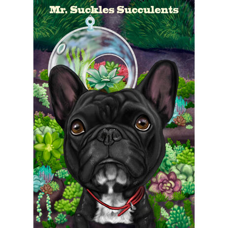 Dog Caricature Drawing Animal Lover from Photos with Custom Background - example