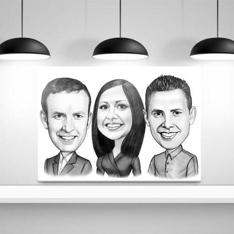 Work Team Caricature on Canvas - example