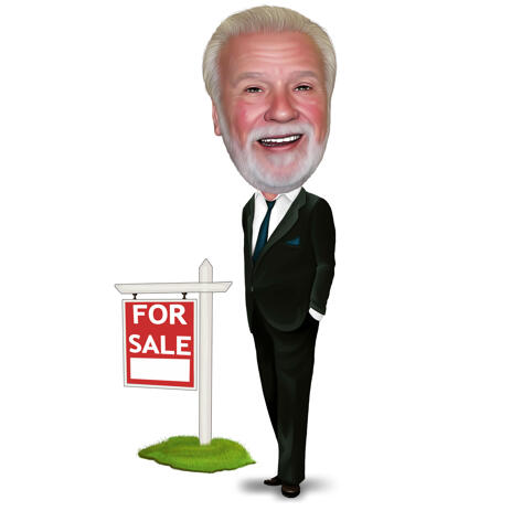 Real Estate Agent Caricature Logo in Colored Style - example