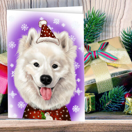Christmas Dog Cartoon Caricature from Photo as Set of 10 Greeting Cards - example