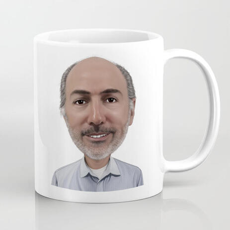 Hand Drawn Dad Caricature Cartoon from Photo for Father's Day Mug Gift - example