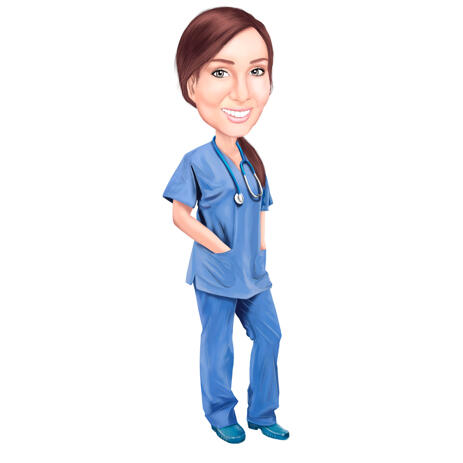 Person Nurse Dialysis Cartoon Paint Drawing in Color Style from Photo - example