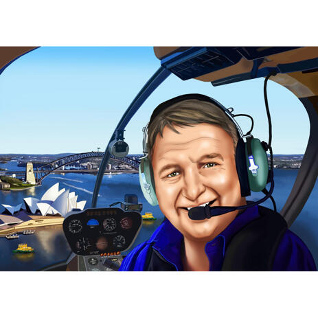 Pilot in Aircraft Caricature from Photos - example