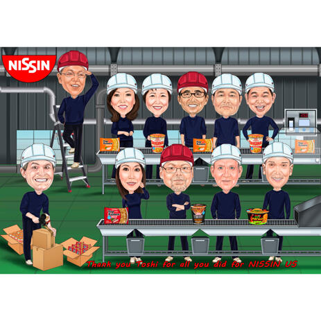 Customer Referral Business Company Group Caricature in Color Style - example