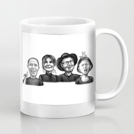 Group Caricature on Coffee Mug - example