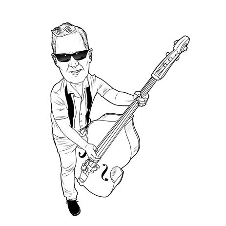 Full Body Musician Caricature in Outline Style for Music Lovers Gift - example
