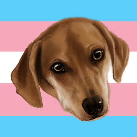 Pet Headshot Cartoon Portrait with Colored Background for Ready Made Pet Shop Brand Logo - example
