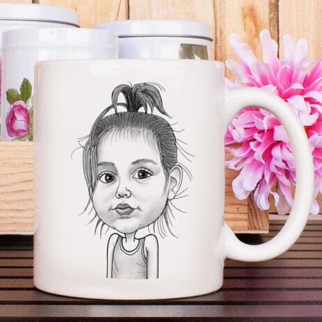 Baby Girl Caricature Printed on Mug - example