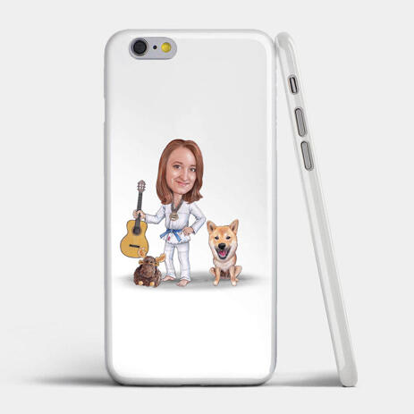 Master and Dog Caricature as Phone Case - example