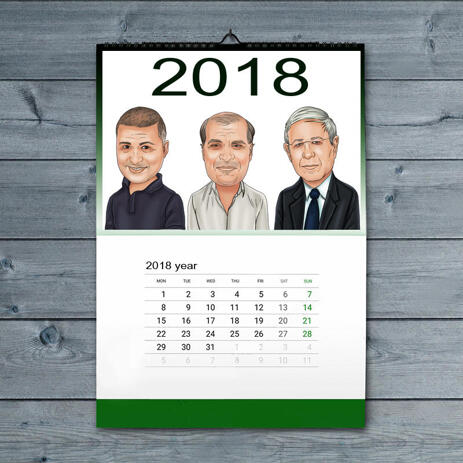Corporate Group Caricature on Calendar - example