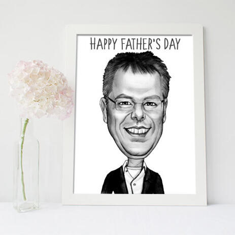 Framed Print: Father's Day Caricature Drawing with Pencils - example