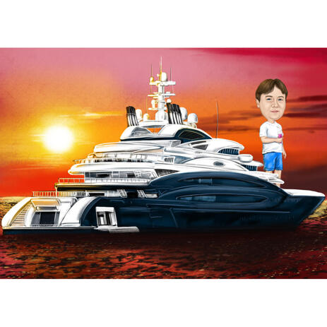 Sailor on Yacht Caricature from Photos - example