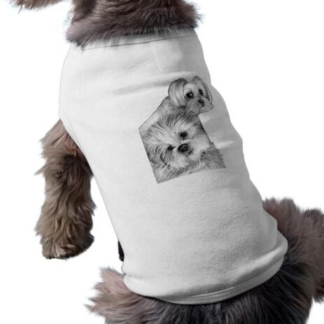 Dogs Caricature Drawing on Pet Shirt - example
