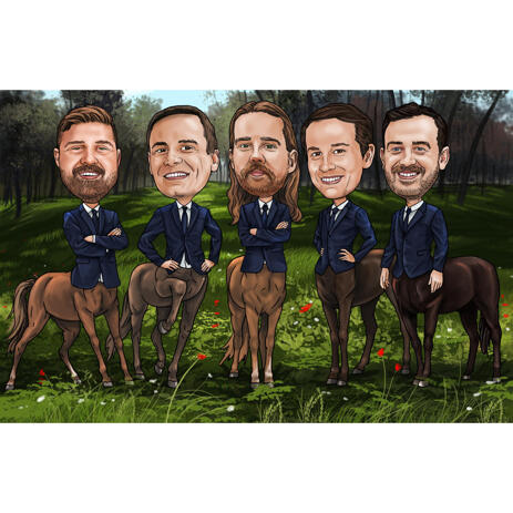 Centaurs Group Caricature in Colored Style for Funny Custom Gift - example