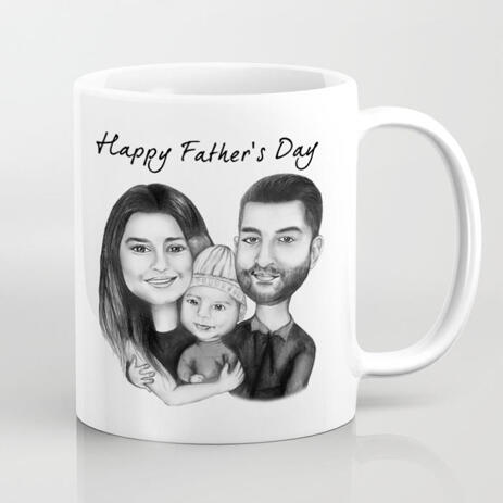 Personalized Photo Mug: Monochrome Group Cartoon Drawing from Photo - example