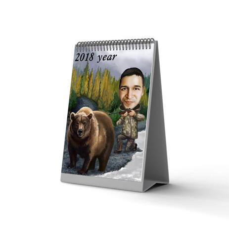 Man with Pet Caricature Calendar - example