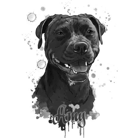 Graphite Portrait of Staffordshire Terrier Dog from Photos - example
