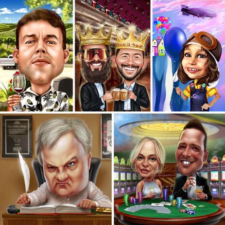Colored Caricature Avatar with Personal Background - example