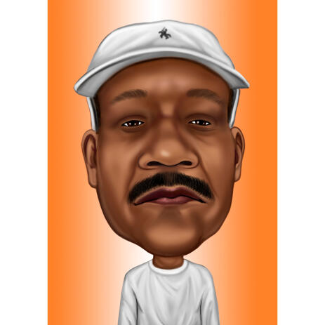 Colored Style High Caricature Drawing of Person in Any Cap from Photos with One Color Background - example
