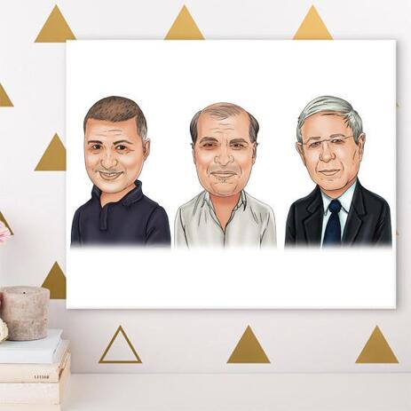Corporate Group Caricature on Canvas - example