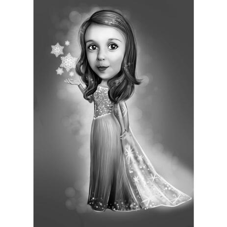 Kid Cartoon Drawing in Monochrome Style for Frozen Fans Gift - example