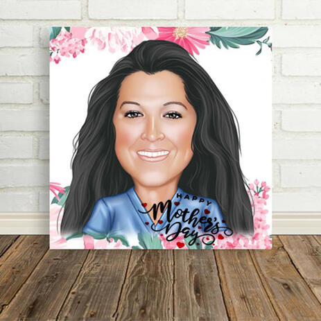 Custom Print on Canvas: Digital Cartoon Drawing from Photo - example