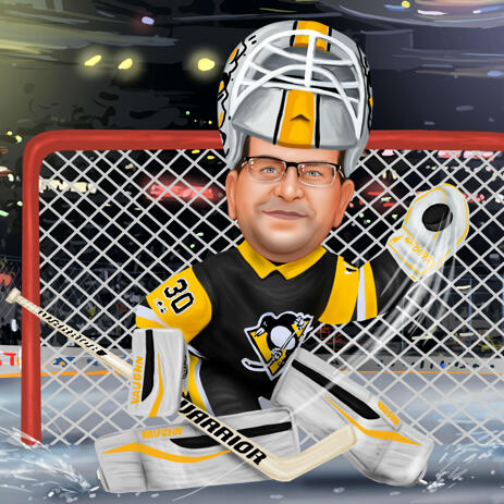 Eishockey-Torwart-Karikatur aus Fotos für Eishockey-Fan - example