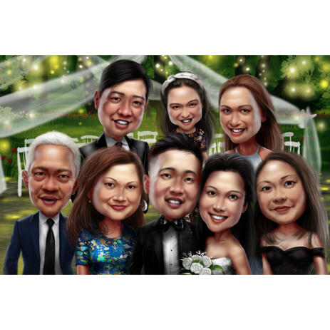 Personalized Wedding Caricature Gift for Family from Photos - example