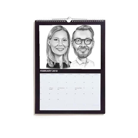 Business Partners Caricature on Calendar - example