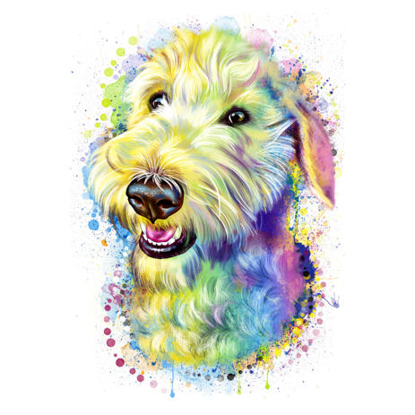Watercolor Delicate Pastel Fox Terrier Caricature Portrait from Photos - example
