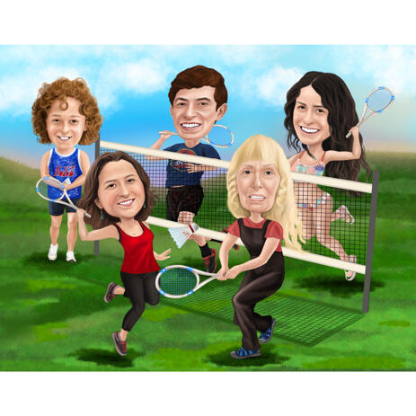 Custom Sport Group Caricature from Photos - example